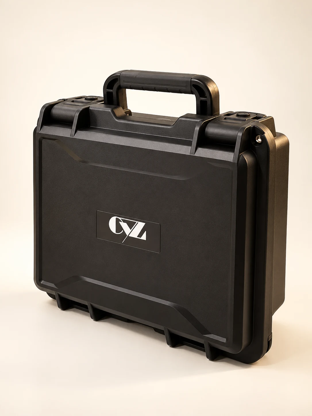 CYZ branded carrying case standing upright