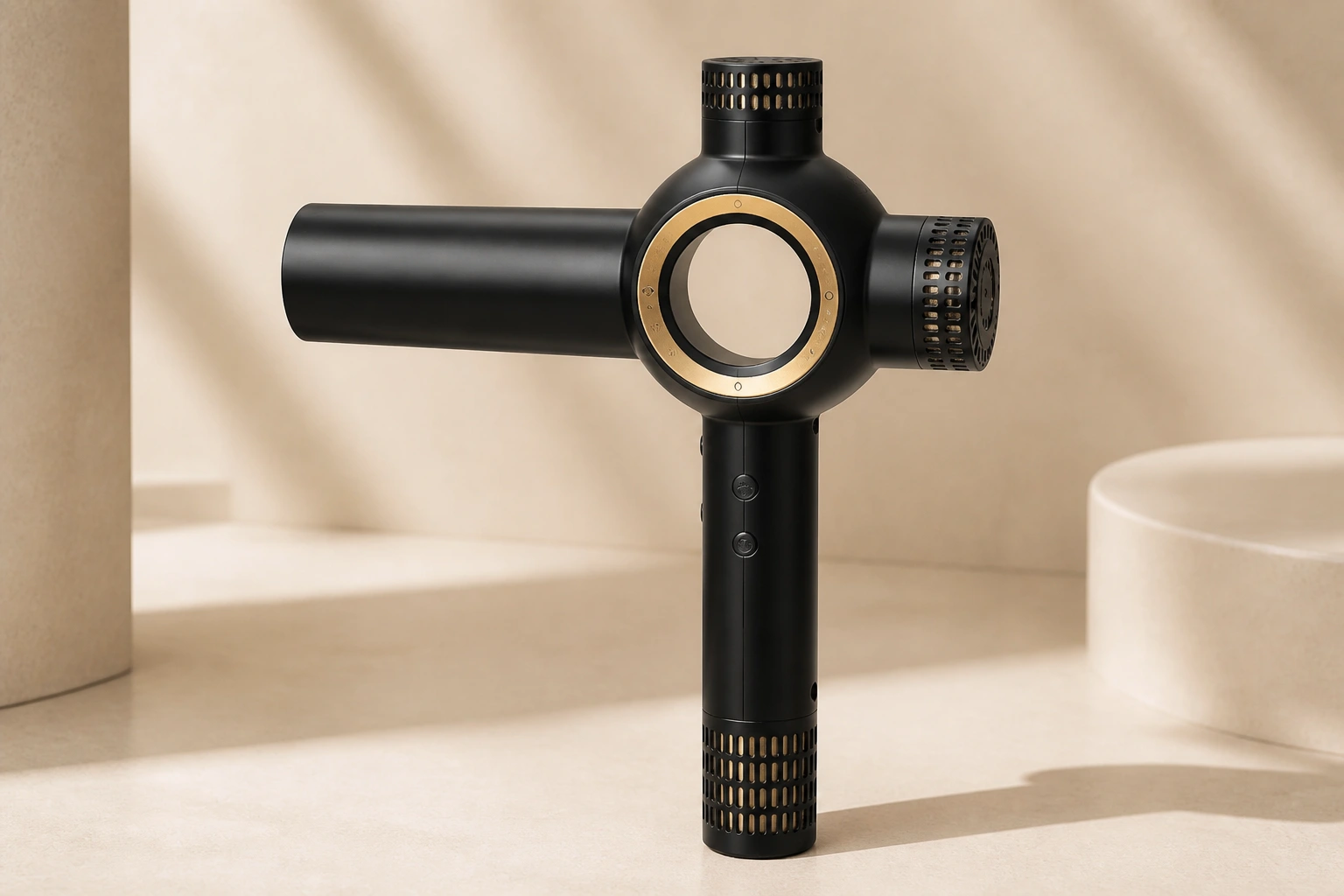 Editorial close-up of ELYSIAN AIR 01 in obsidian and gold